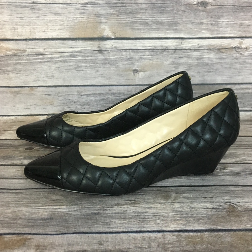 Karl Lagerfeld Black Quilted Wedge Shoes
